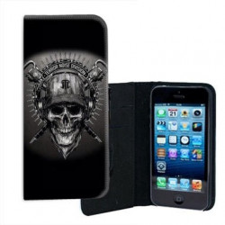 ETUI CUIR SKULL BLACK POUR IPHONE 6/6S