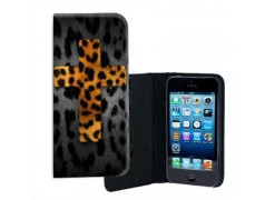 ETUI CUIR CROIX LEOPARD POUR IPHONE 6/6S