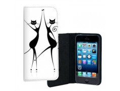 ETUI CUIR DANCING CAT POUR IPHONE 5/5S