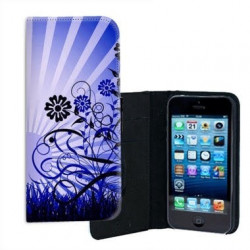 ETUI CUIR LUNE BLEUE POUR IPHONE 5/5S