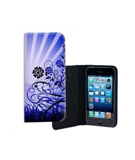 ETUI CUIR LUNE BLEUE POUR IPHONE 5/5S