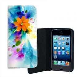 ETUI CUIR FLEURS 3 POUR IPHONE 5/5S