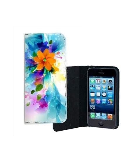 ETUI CUIR FLEURS 3 POUR IPHONE 5/5S