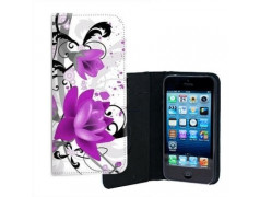 ETUI CUIR FLEURS 3 POUR IPHONE 5/5S