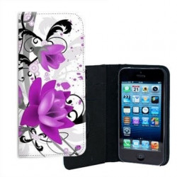 ETUI CUIR FLEURS 3 POUR IPHONE 5/5S