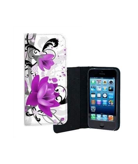 ETUI CUIR FLEURS 3 POUR IPHONE 5/5S