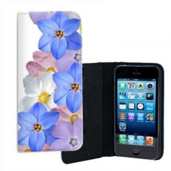 ETUI CUIR FLEURS 5 POUR IPHONE 5/5S