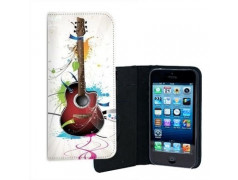 ETUI CUIR GUITARE FLEURS POUR IPHONE 5/5S