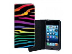 ETUI CUIR ARC EN CIEL ZEBRE POUR IPHONE 5/5S