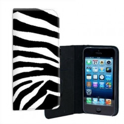 ETUI CUIR  ZEBRE POUR IPHONE 5/5S