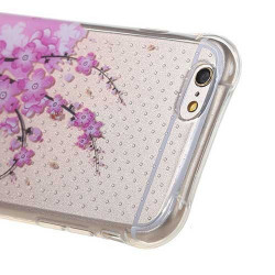 Coque souple transparente PINK FLOWER pour iPhone 6 et iPhone 6S