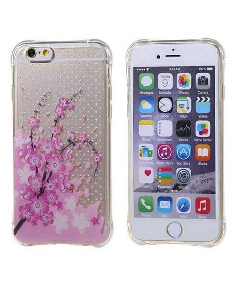 Coque souple transparente PINK FLOWER pour iPhone 6 et iPhone 6S