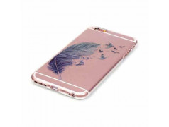 Coque souple transparente PLUME NOIRE pour iPhone 6 et iPhone 6S