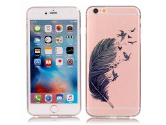 Coque souple transparente PLUME NOIRE pour iPhone 6 et iPhone 6S