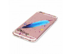 Coque souple transparente PLUME BLEUE pour iPhone 6 et iPhone 6S