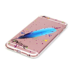 Coque souple transparente PLUME BLEUE pour iPhone 6 et iPhone 6S