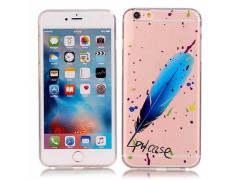 Coque souple transparente PLUME BLEUE pour iPhone 6 et iPhone 6S