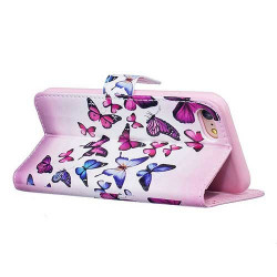 Etui cuir portefeuille PAPILLONS pour iPhone 7