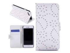 Etui cuir portefeuille STRASS BLANC pour iPhone 7