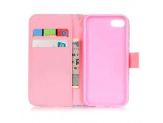 Etui cuir portefeuille NOEUD ROSE pour iPhone 7