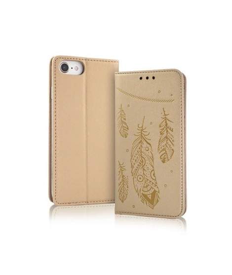 Etui cuir portefeuille PLUME OR pour iPhone 7