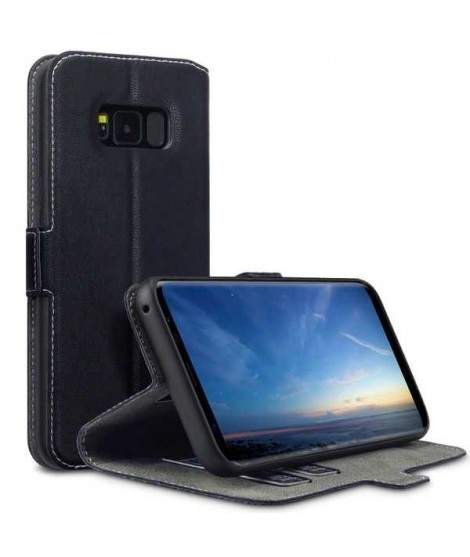 Etui Galaxy S8 book type noir en cuir