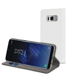 Etui Galaxy S8 book type blanc en cuir