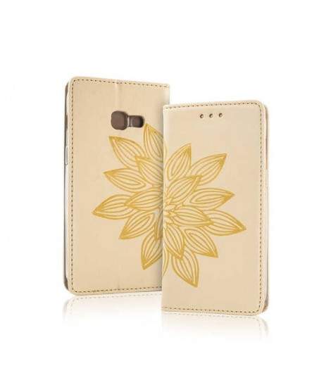 Etui cuir FLOWER DESIGN OR Samsung Galaxy S8