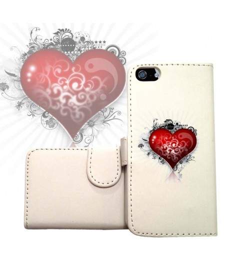 ETUI CUIR PORTEFEUILLE COEUR POUR IPHONE 8