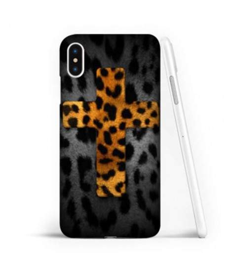 Coque souple CROIX LEOPARD en gel iPhone X