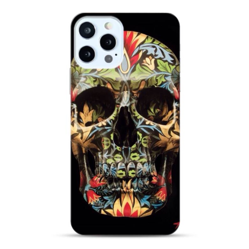 Coque Flower skull en gel pour iPhone 15 Pro max