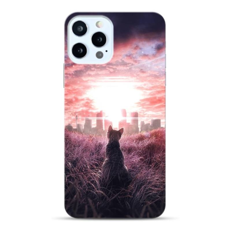 Coque Sunset cat en gel pour iPhone 15 Pro max