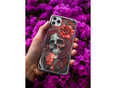 Coque Skull & rose en gel pour iPhone 15 Pro