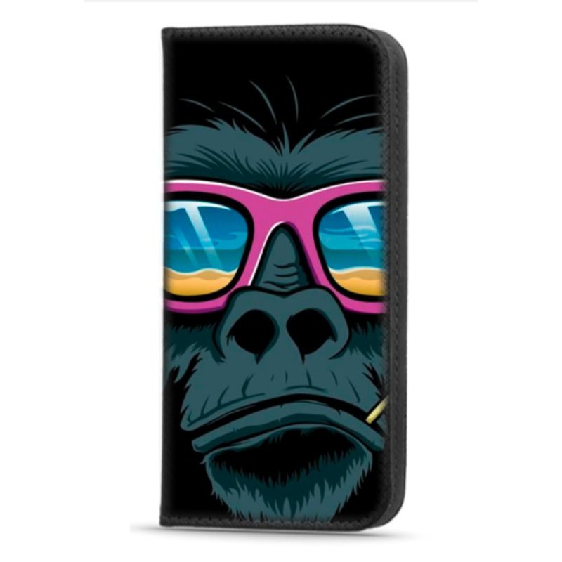 Etui portefeuille Singe lunettes pour iPhone 15 pro max