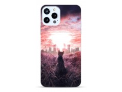 Coque Sunset cat en gel pour iPhone 16 Pro max