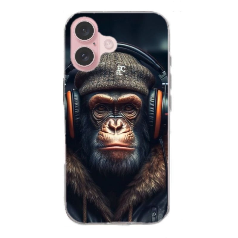 Coque souple Monkey en gel pour iPhone 16