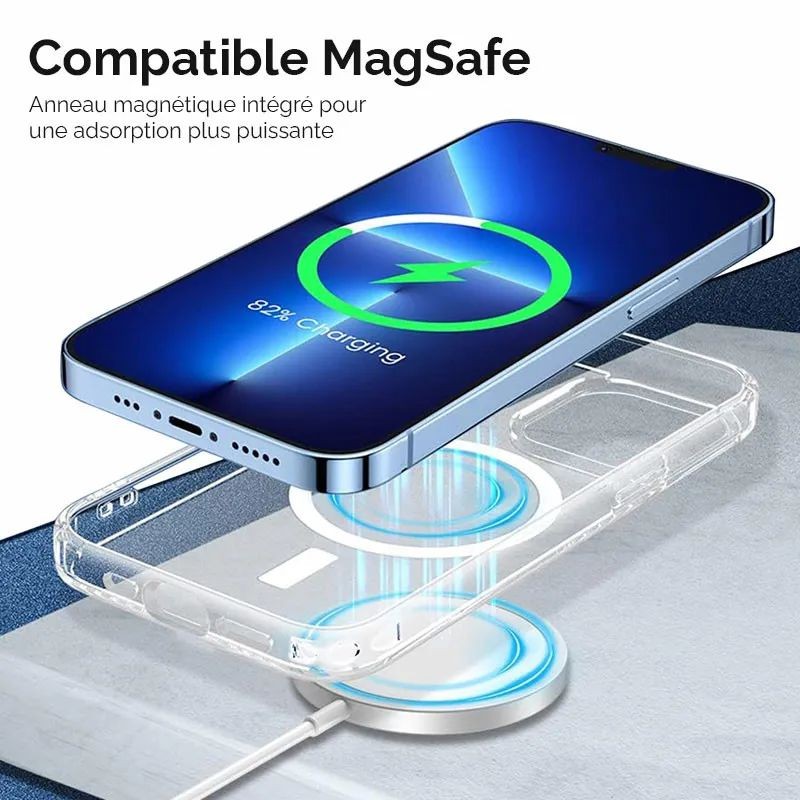 Coque transparente compatible Magsafe pour iPhone 16+